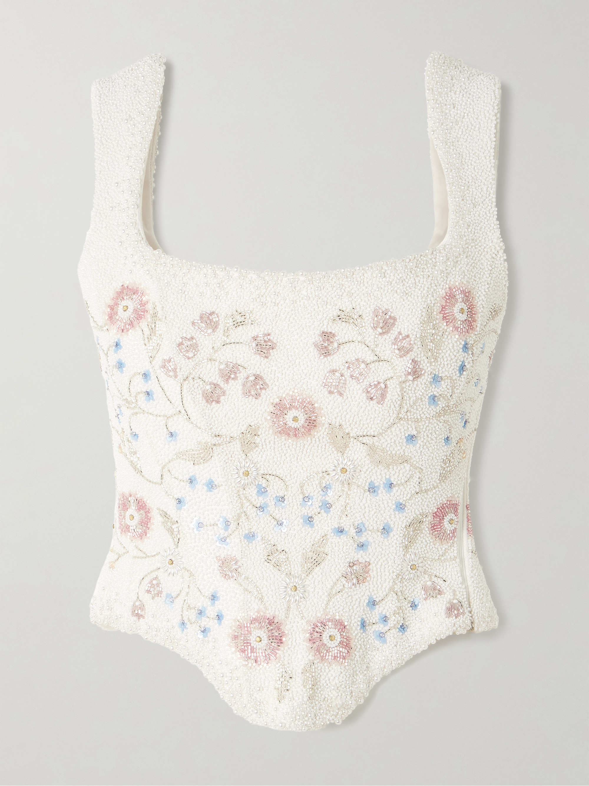 Clio Peppiatt - Sophie embellished beaded stretch-tulle bustier