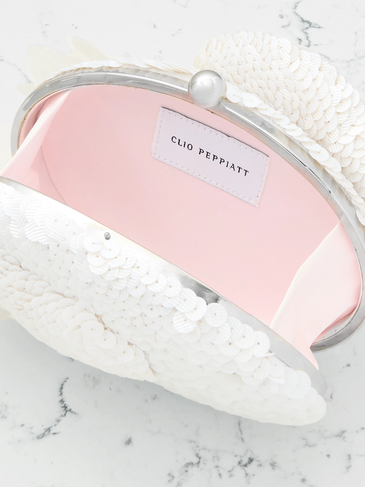 Clio Peppiatt Dove Embellished Tulle Clutch