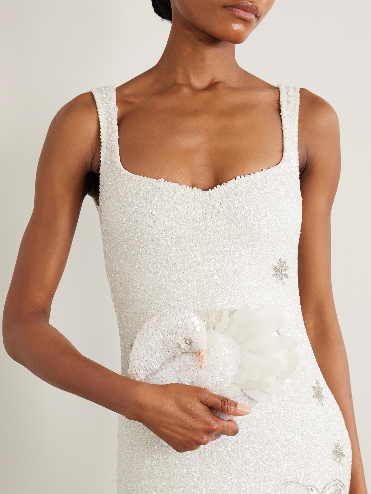 Clio Peppiatt Dove Embellished Tulle Clutch