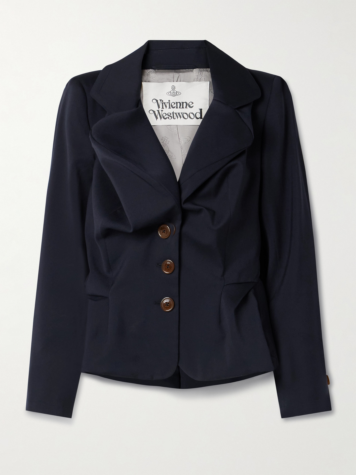 Vivienne Westwood Gathered Wool-twill Peplum Jacket In Blue