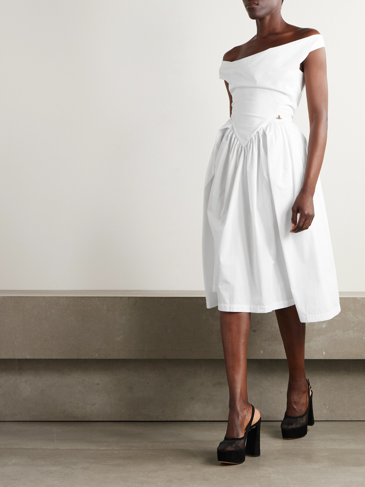 Vivienne Westwood Sunday Draped Cotton And Silk Midi Dress In White