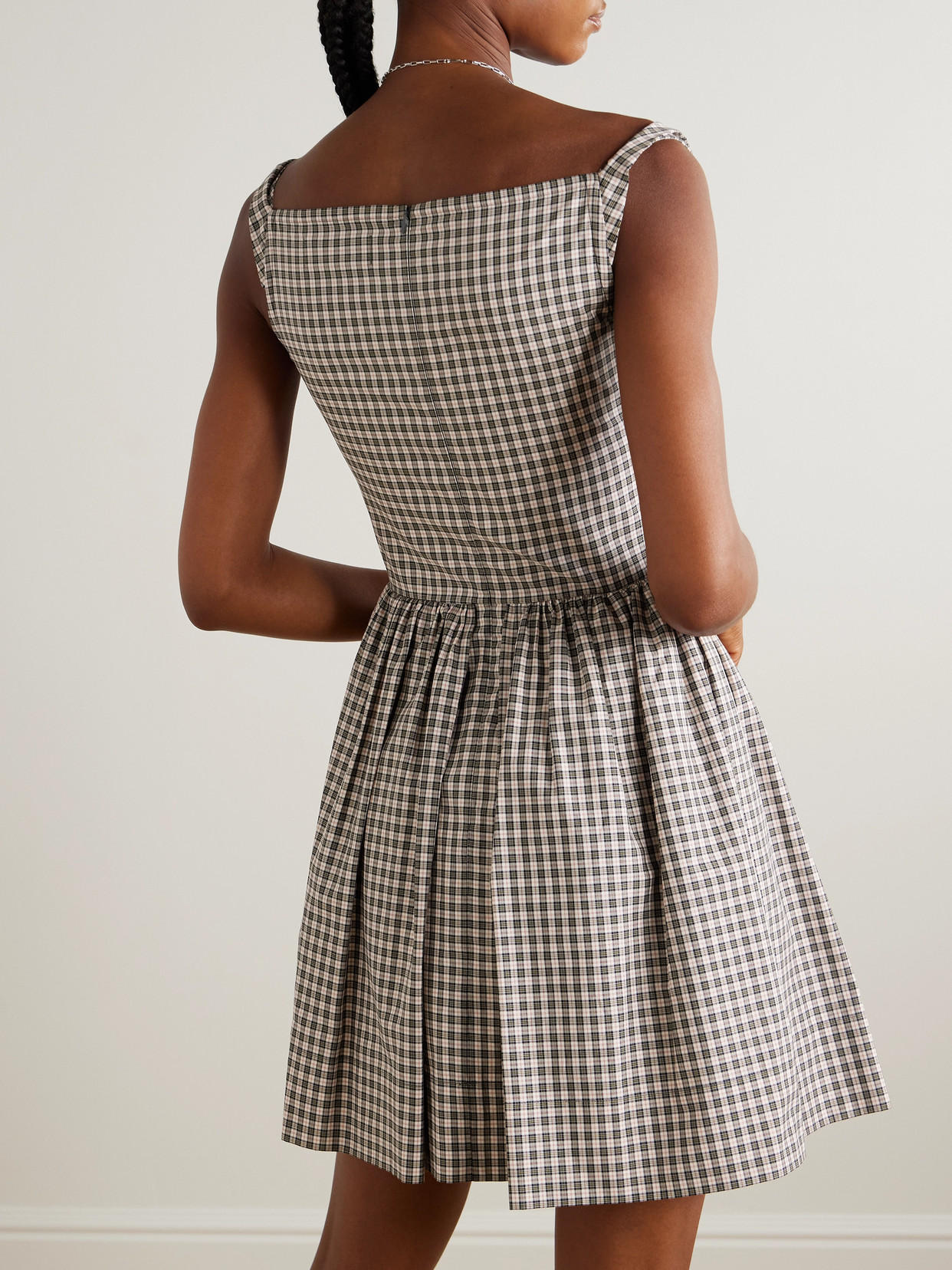 Vivienne Westwood Mini Sunday Draped Pleated Checked Cotton-poplin Mini Dress