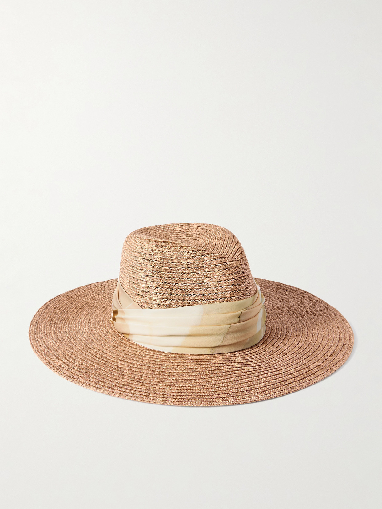 Eugenia Kim Emmanuelle Printed Grosgrain-trimmed Hemp Fedora