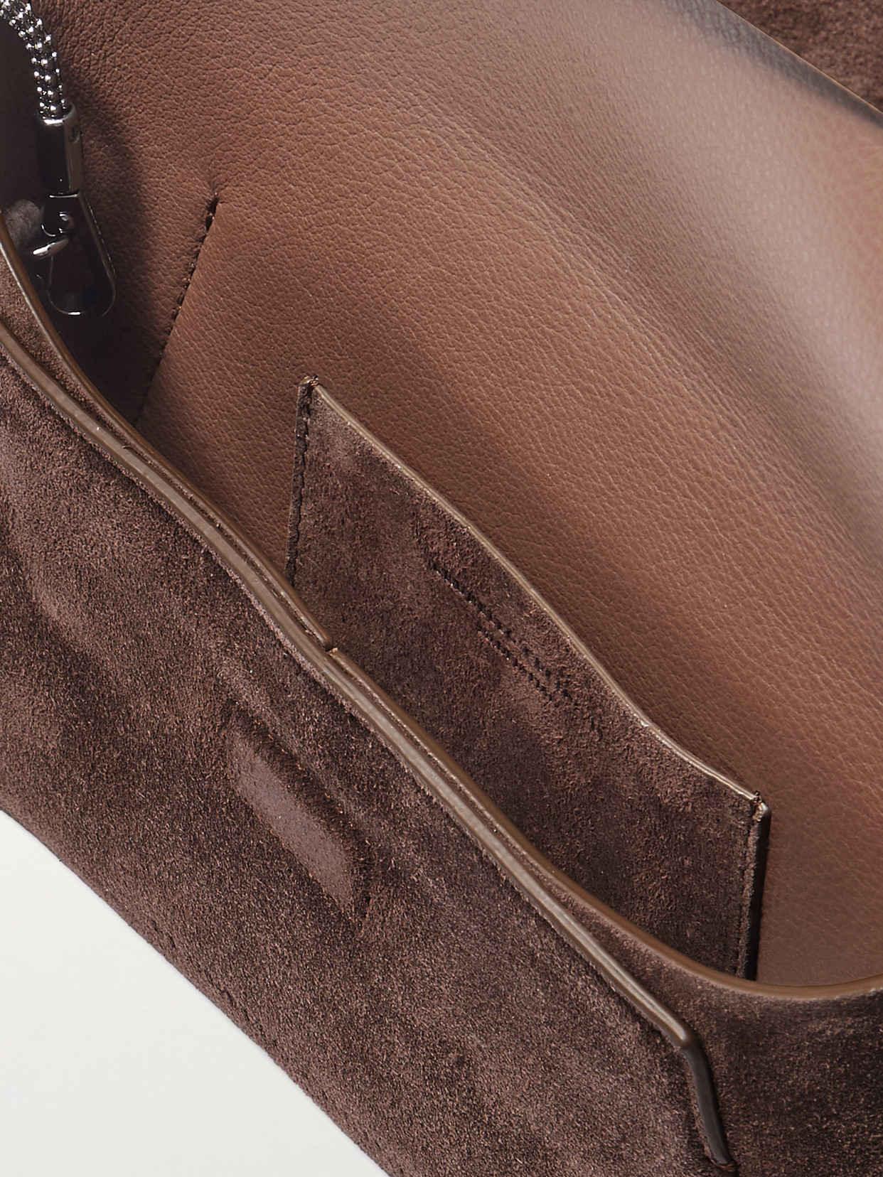 Shop Brunello Cucinelli Mini Suede Shoulder Bag In Burgundy