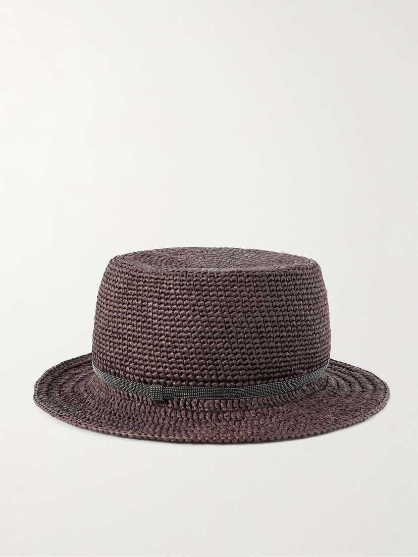 Brunello Cucinelli — Bead-embellished faux raffia bucket hat