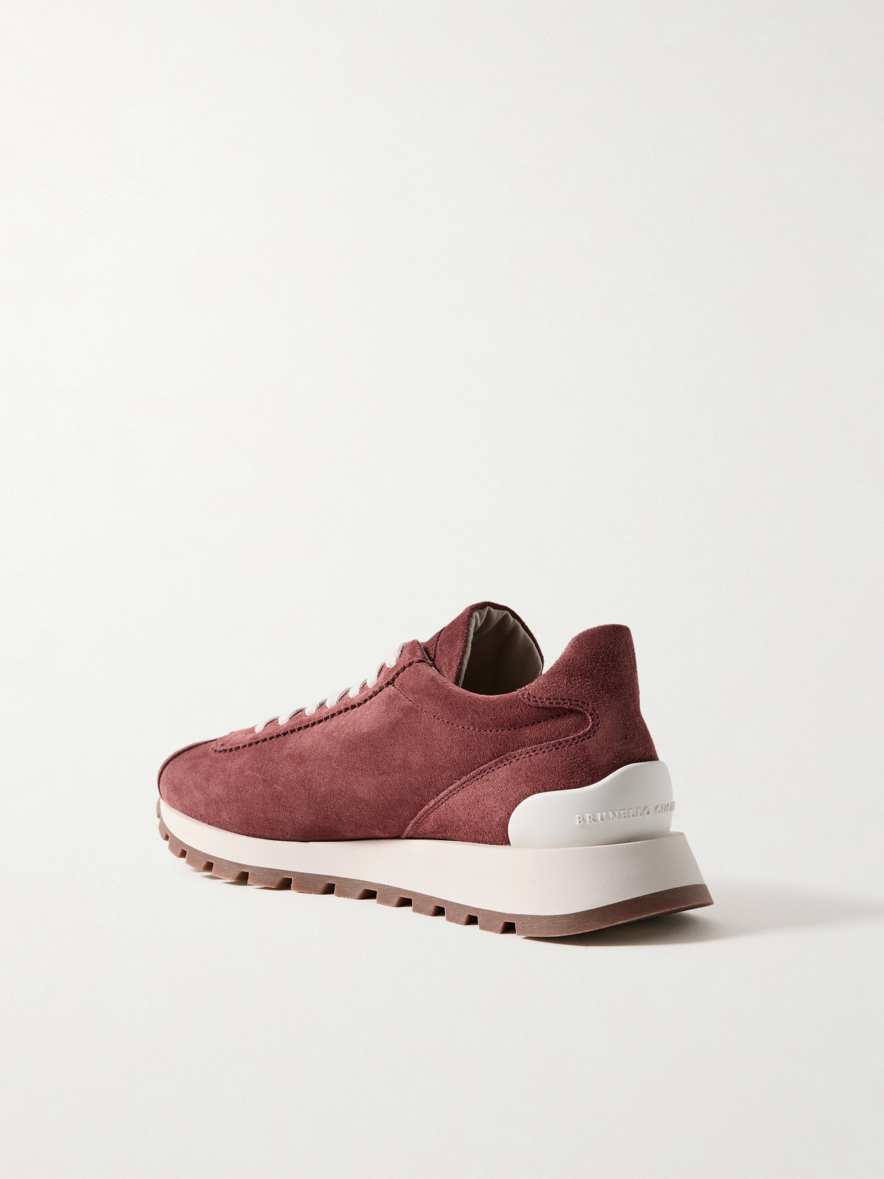Brunello Cucinelli Bead-embellished Suede Sneakers In Red
