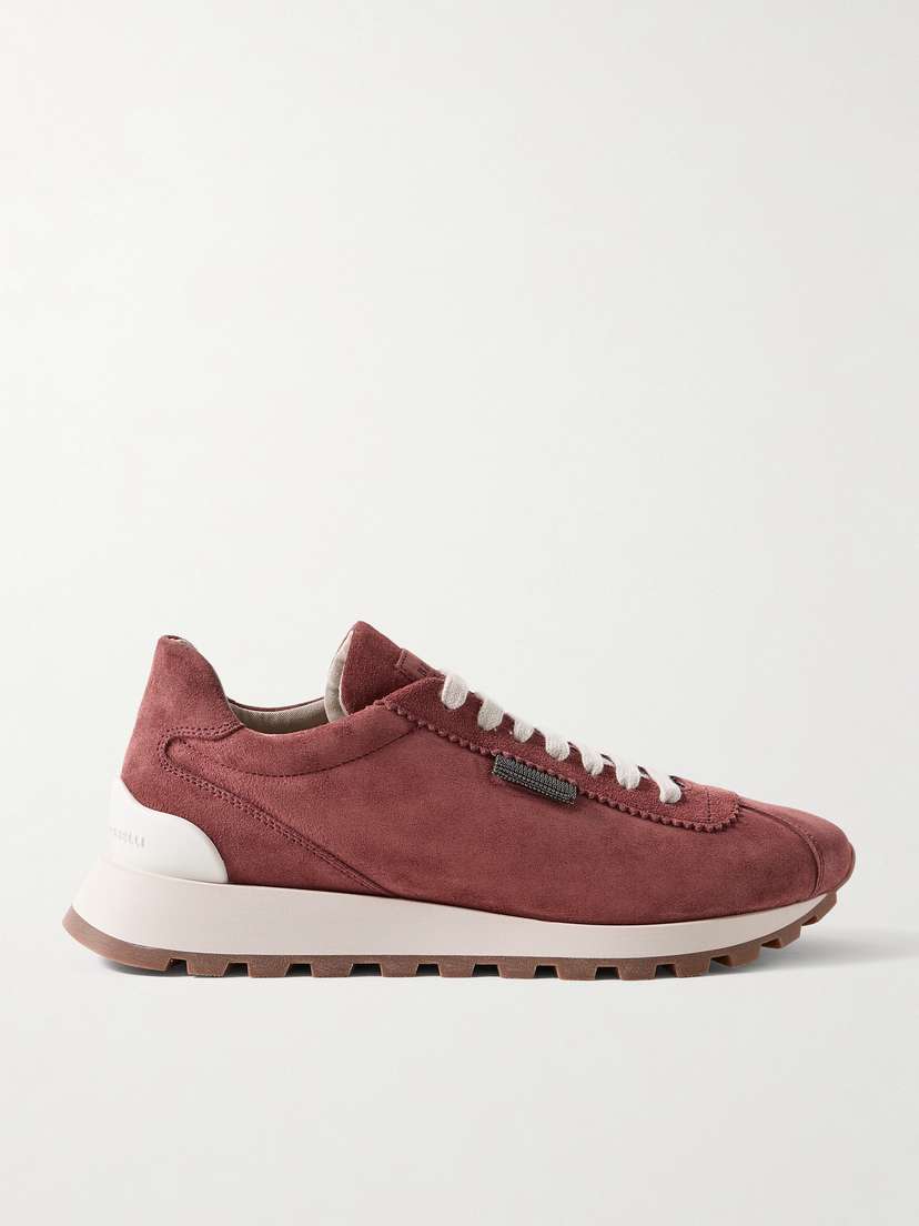 Brunello Cucinelli Bead-embellished Suede Sneakers