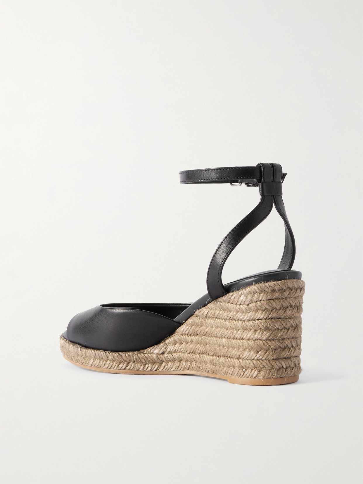 Brunello Cucinelli Bead-embellished Leather Wedge Espadrilles
