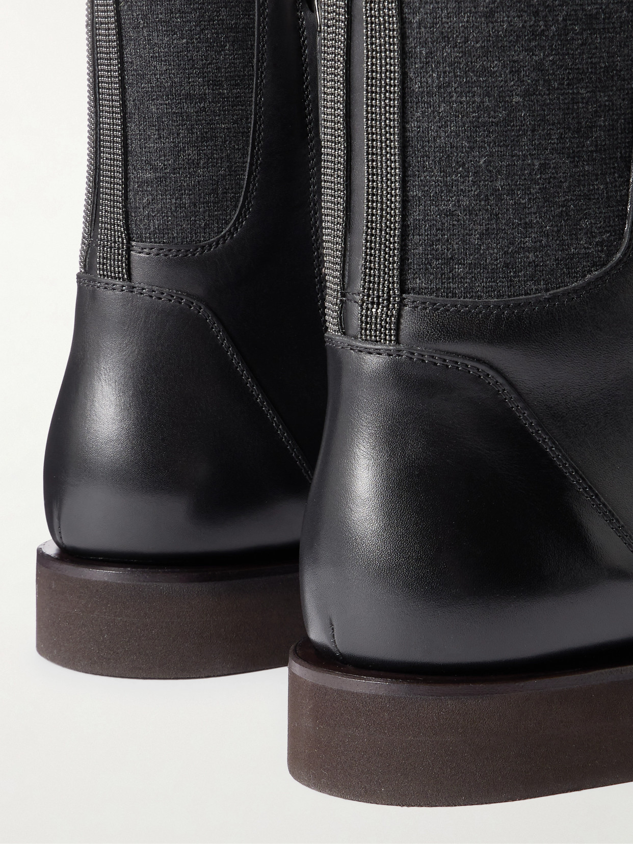 Brunello Cucinelli Bead-embellished Leather Chelsea Boots