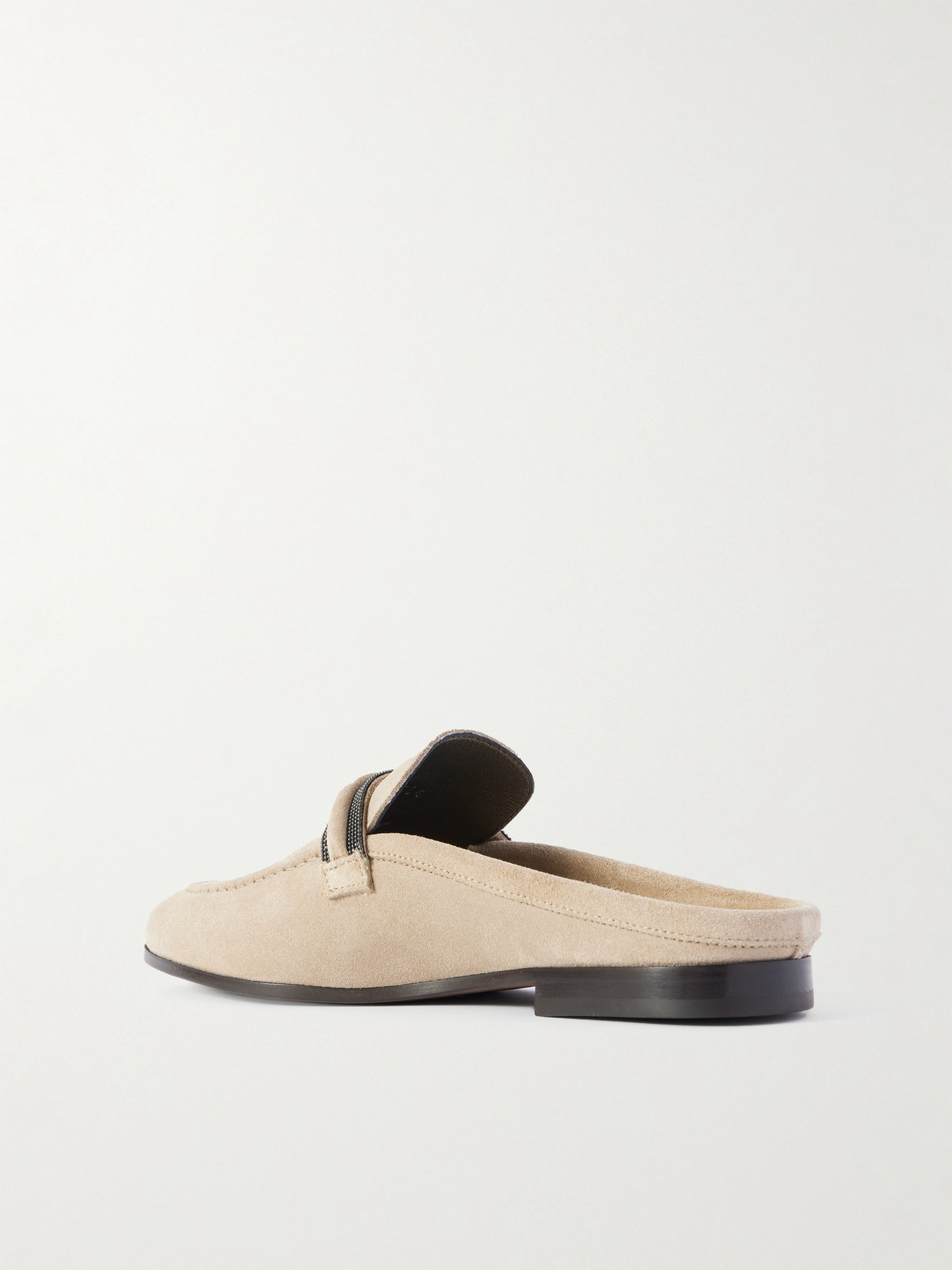 Brunello Cucinelli Bead-embellished Suede Slippers