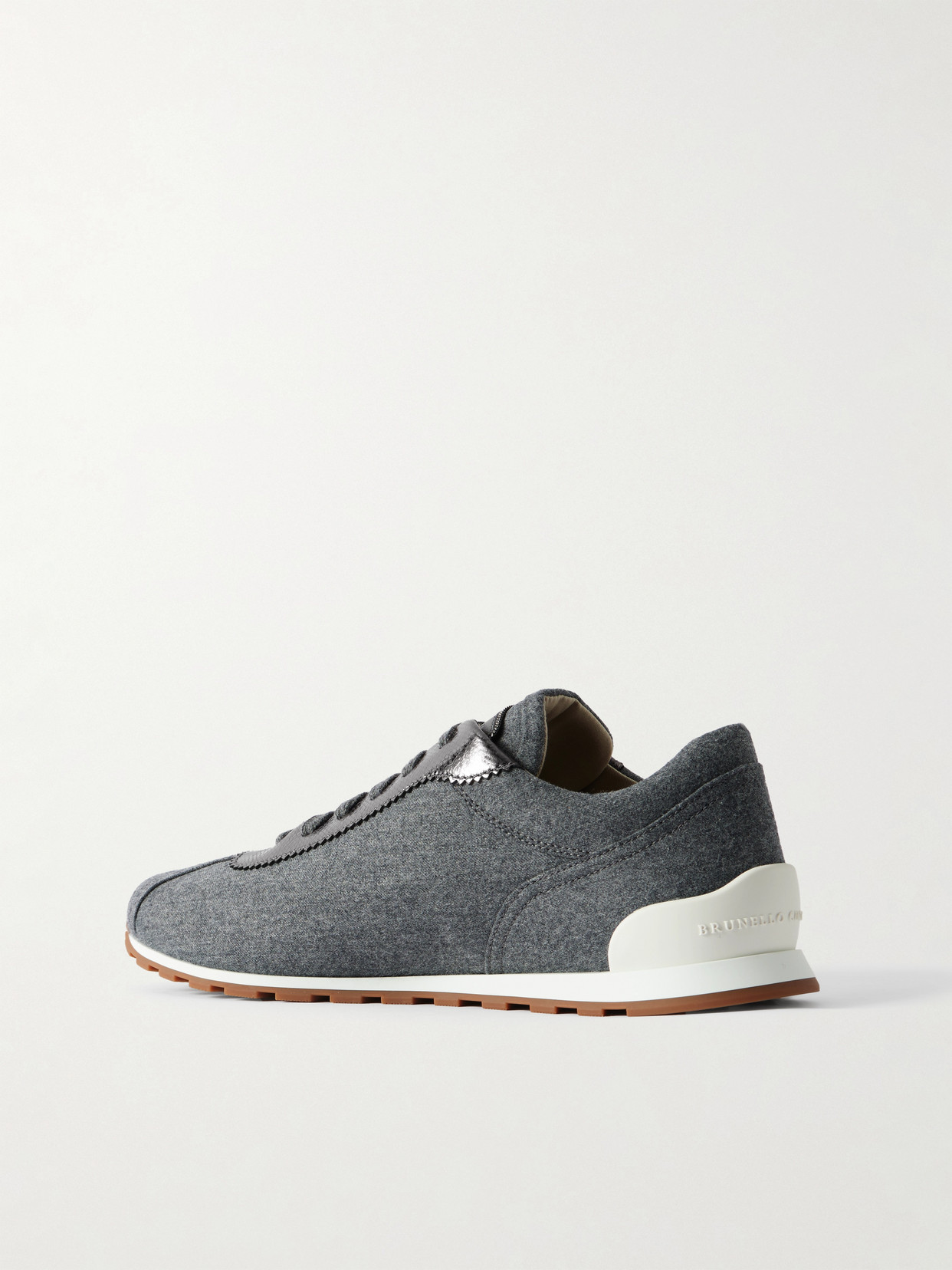 Brunello Cucinelli Metallic Leather-trimmed Wool Sneakers