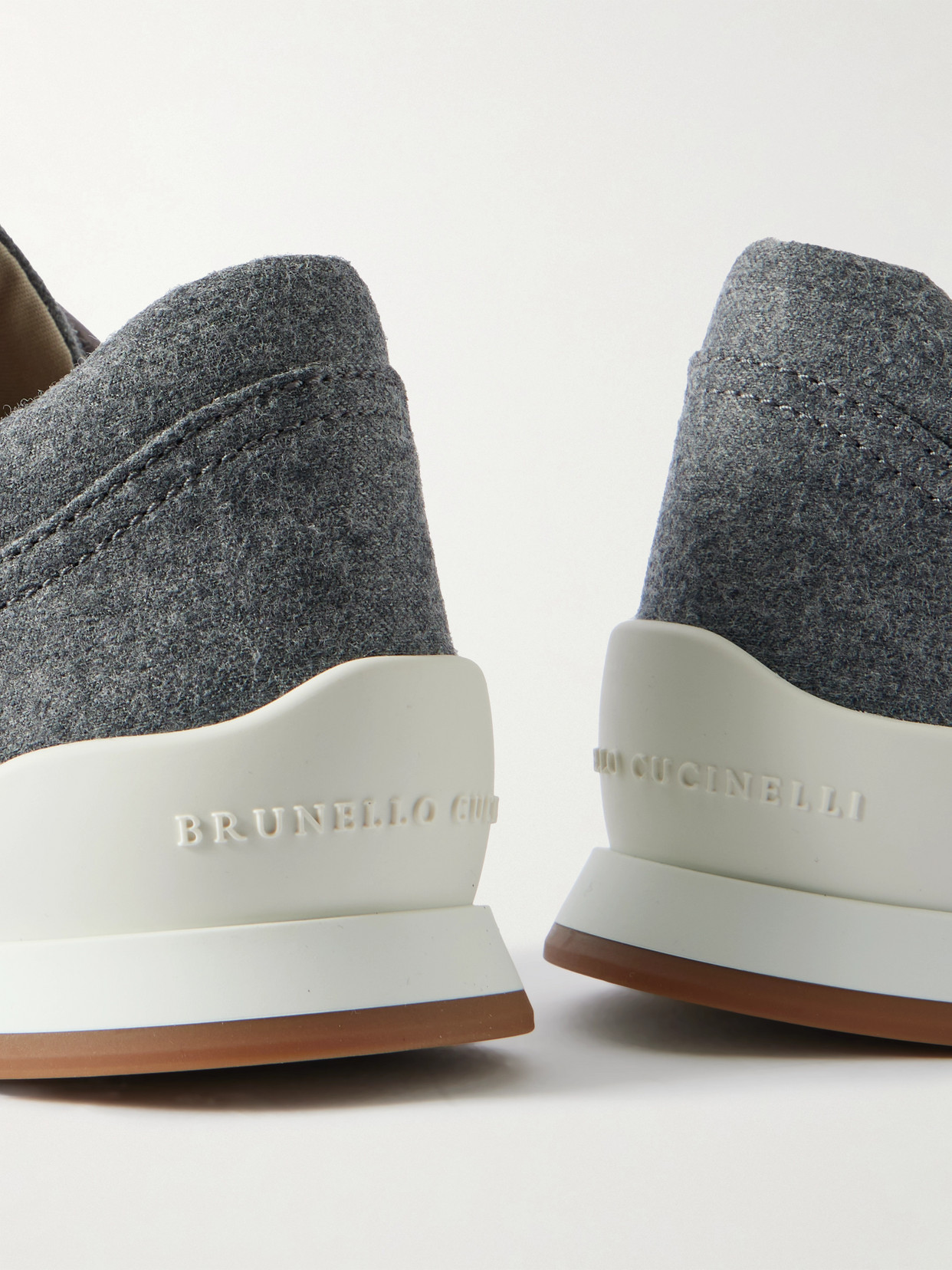 Brunello Cucinelli Metallic Leather-trimmed Wool Sneakers