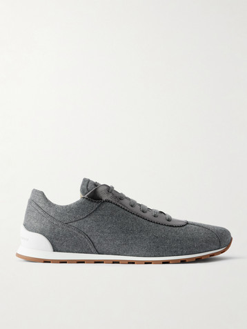 Brunello Cucinelli Metallic leather-trimmed wool sneakers