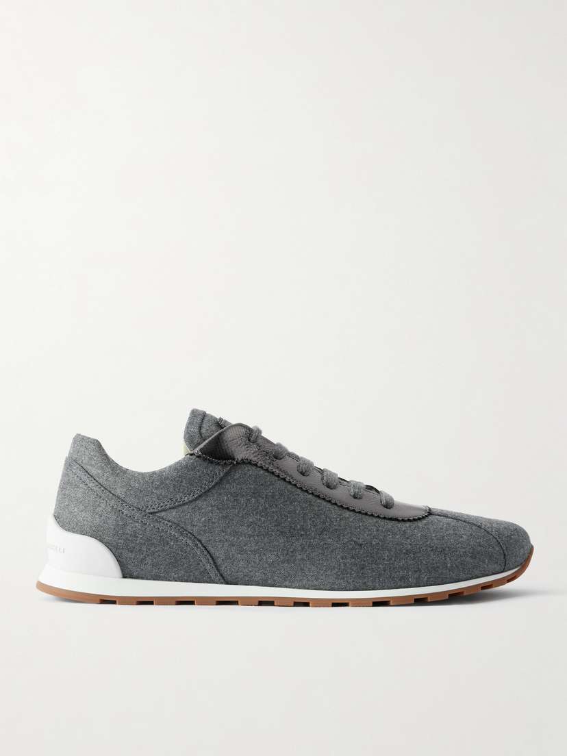 Brunello Cucinelli Metallic Leather-trimmed Wool Sneakers