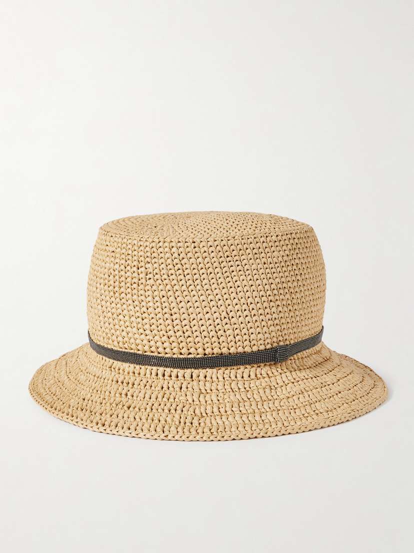 Brunello Cucinelli Bead-embellished Faux Raffia Bucket Hat