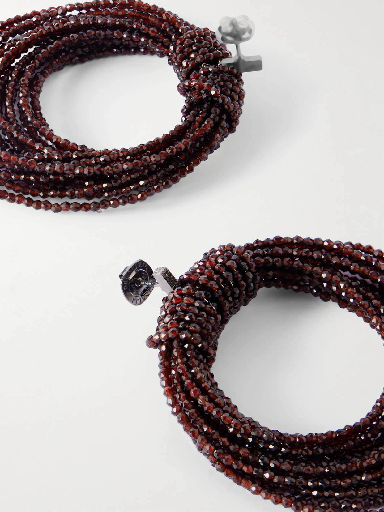 Brunello Cucinelli Silver-tone Beaded Hoop Earrings