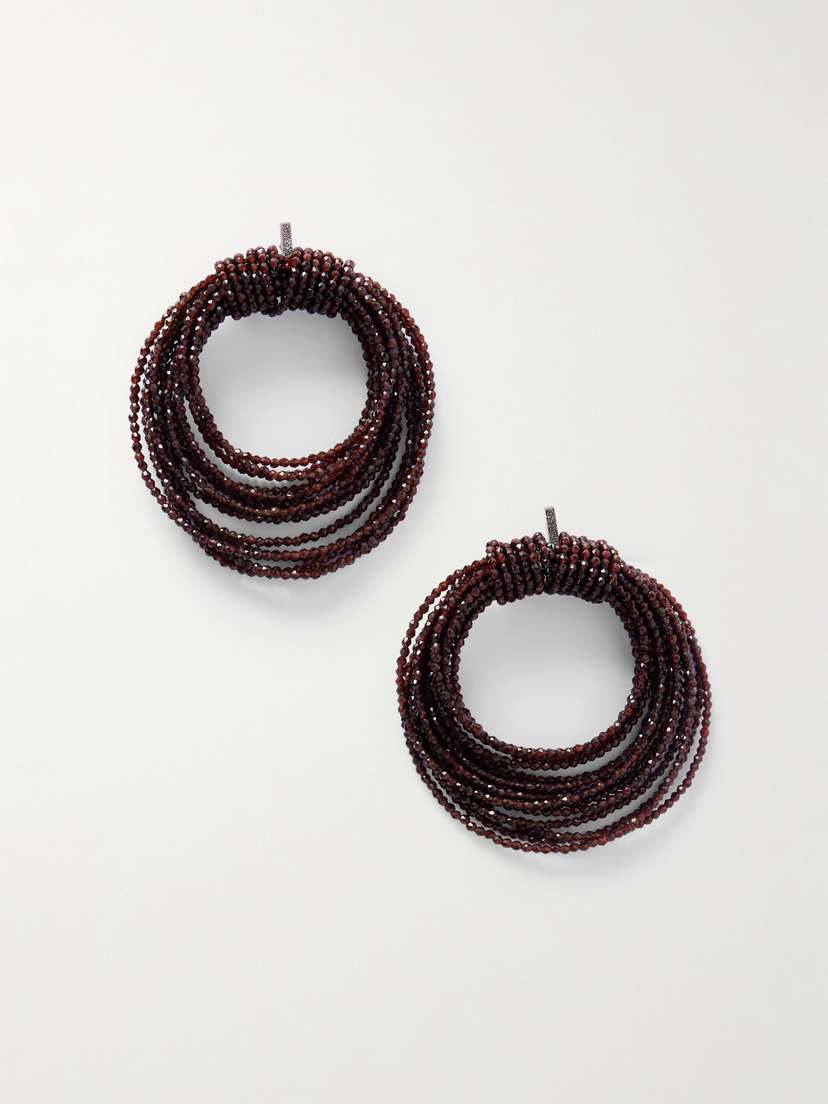 Brunello Cucinelli Silver-tone Beaded Hoop Earrings