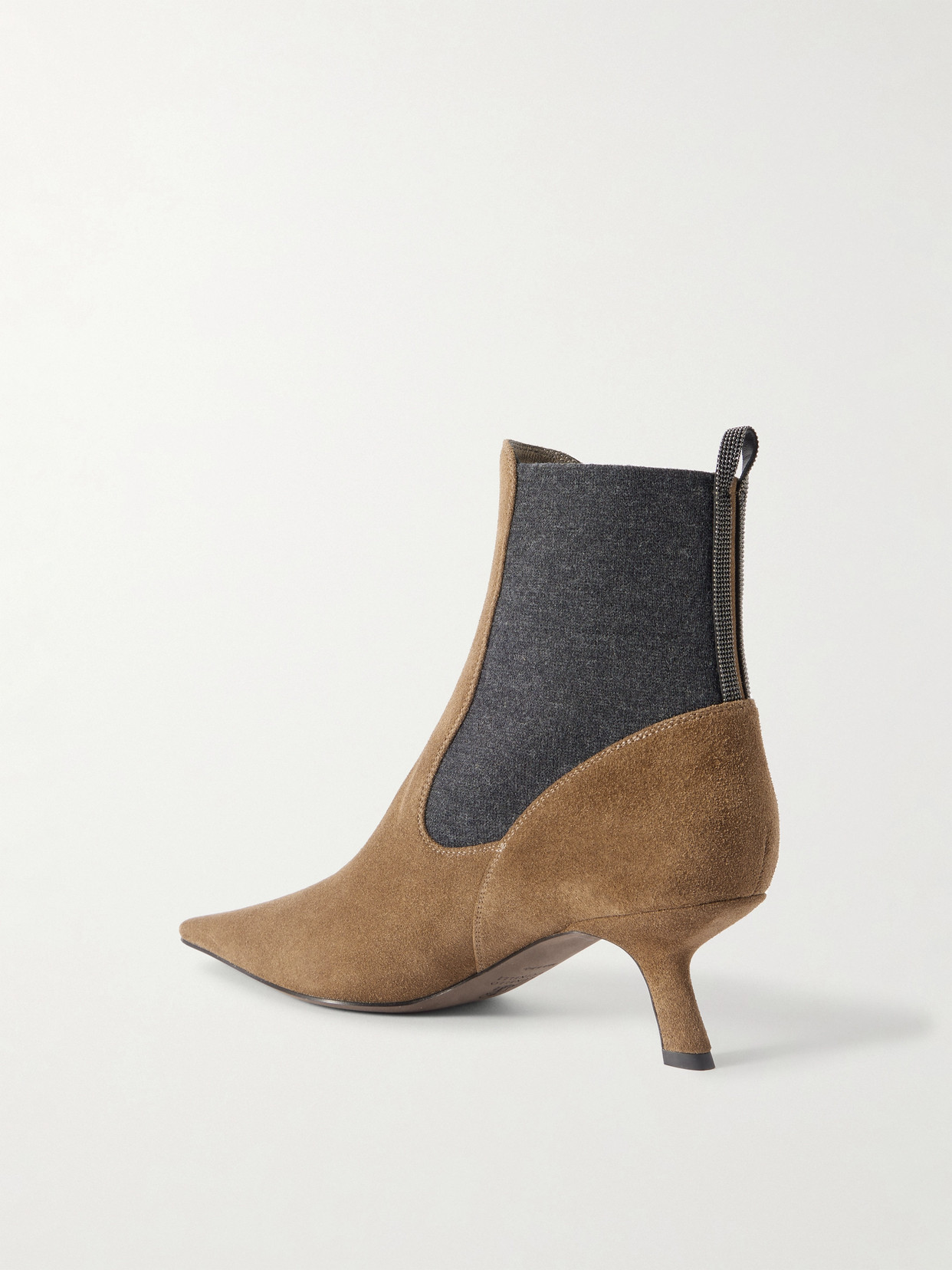 Brunello Cucinelli Pull-tab Suede Boots In Brown