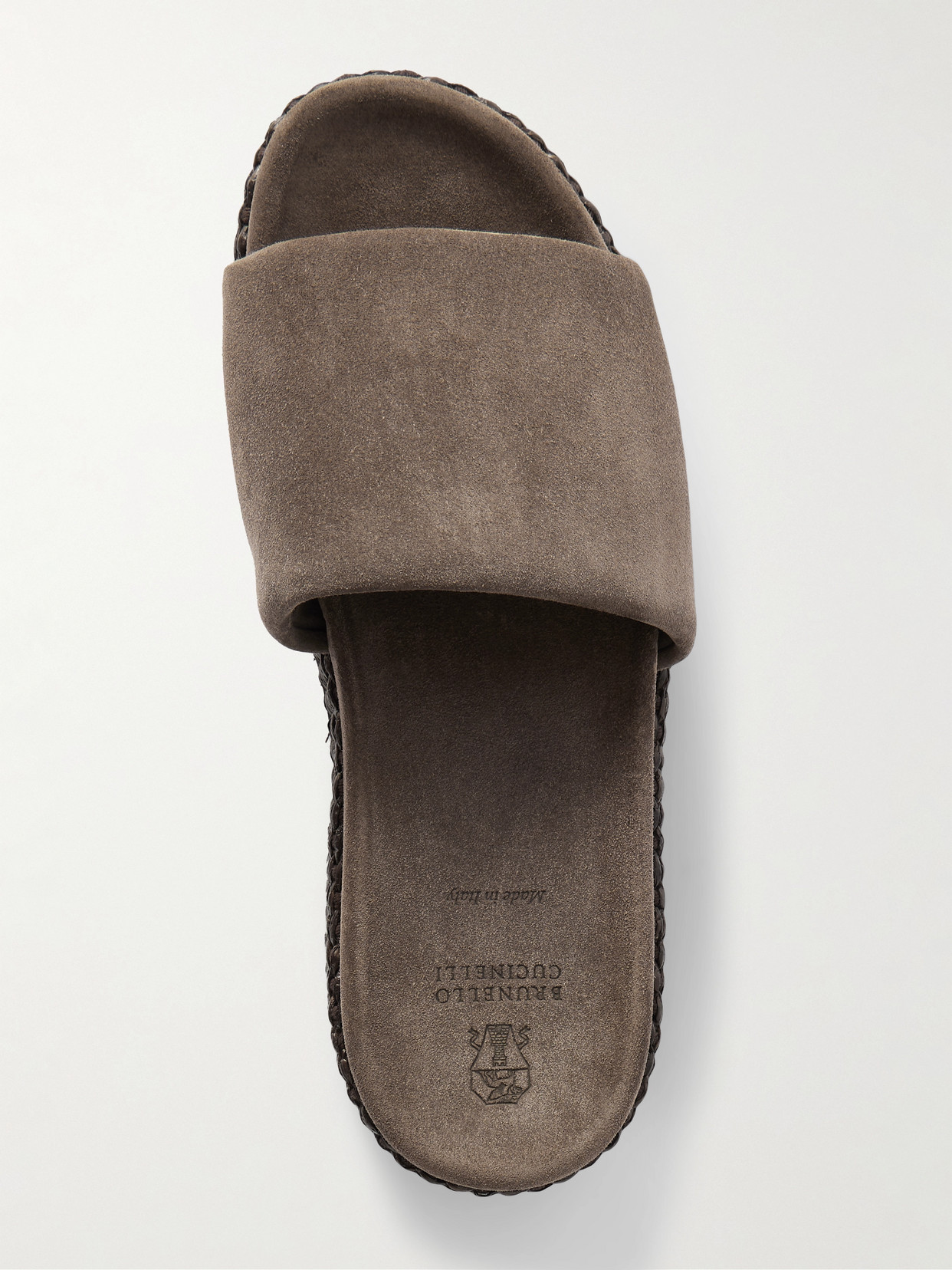 Brunello Cucinelli Suede Platform Espadrilles In Brown