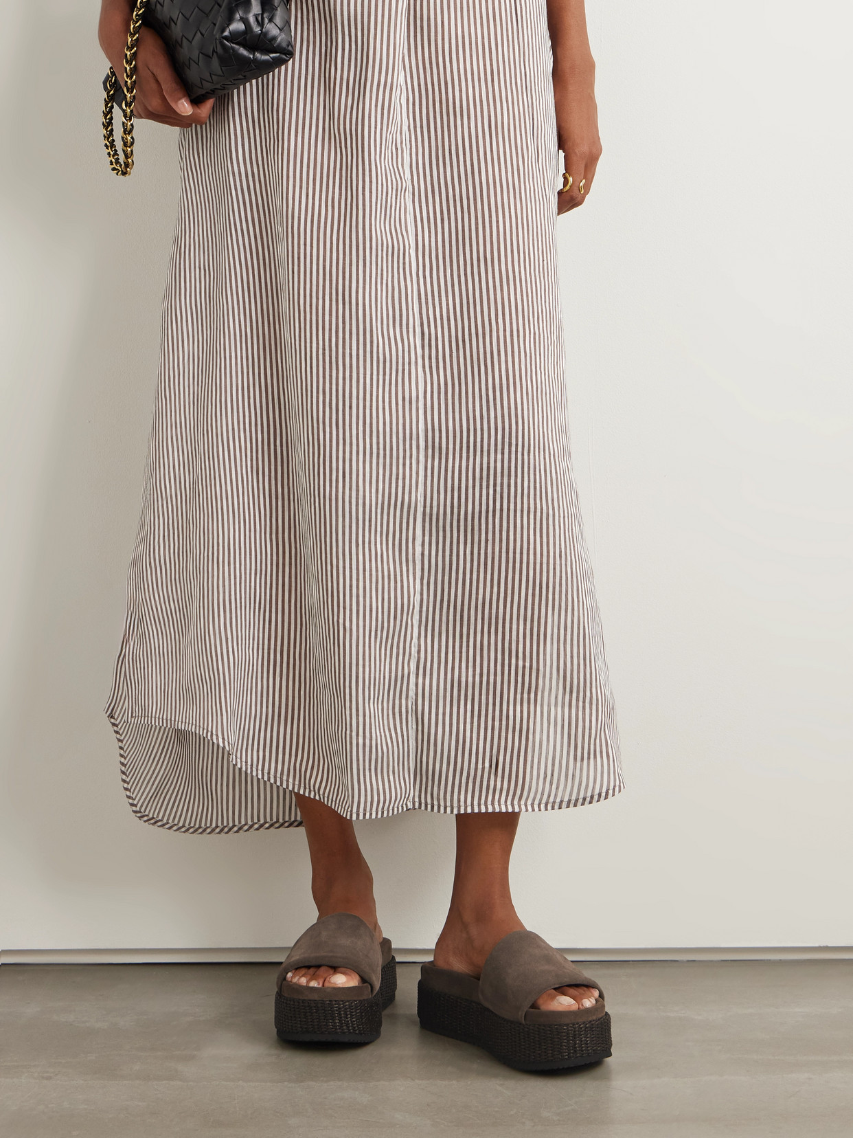 Brunello Cucinelli Suede Platform Espadrilles In Brown