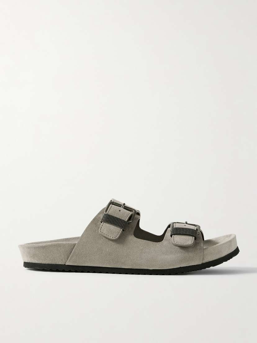 Brunello Cucinelli Bead-embellished Suede Sandals