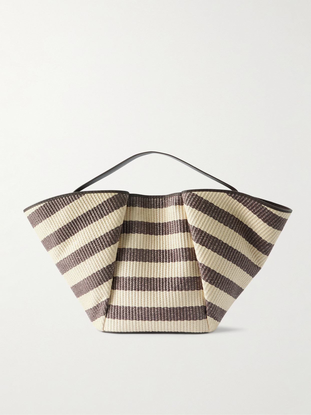 Brunello Cucinelli Leather-trimmed Striped Raffia Tote