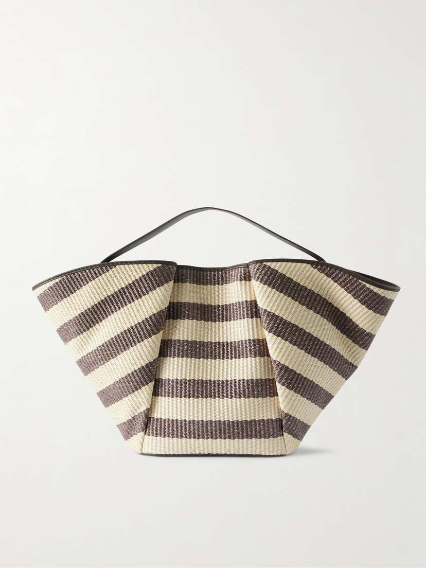 Brunello Cucinelli Leather-trimmed Striped Raffia Tote