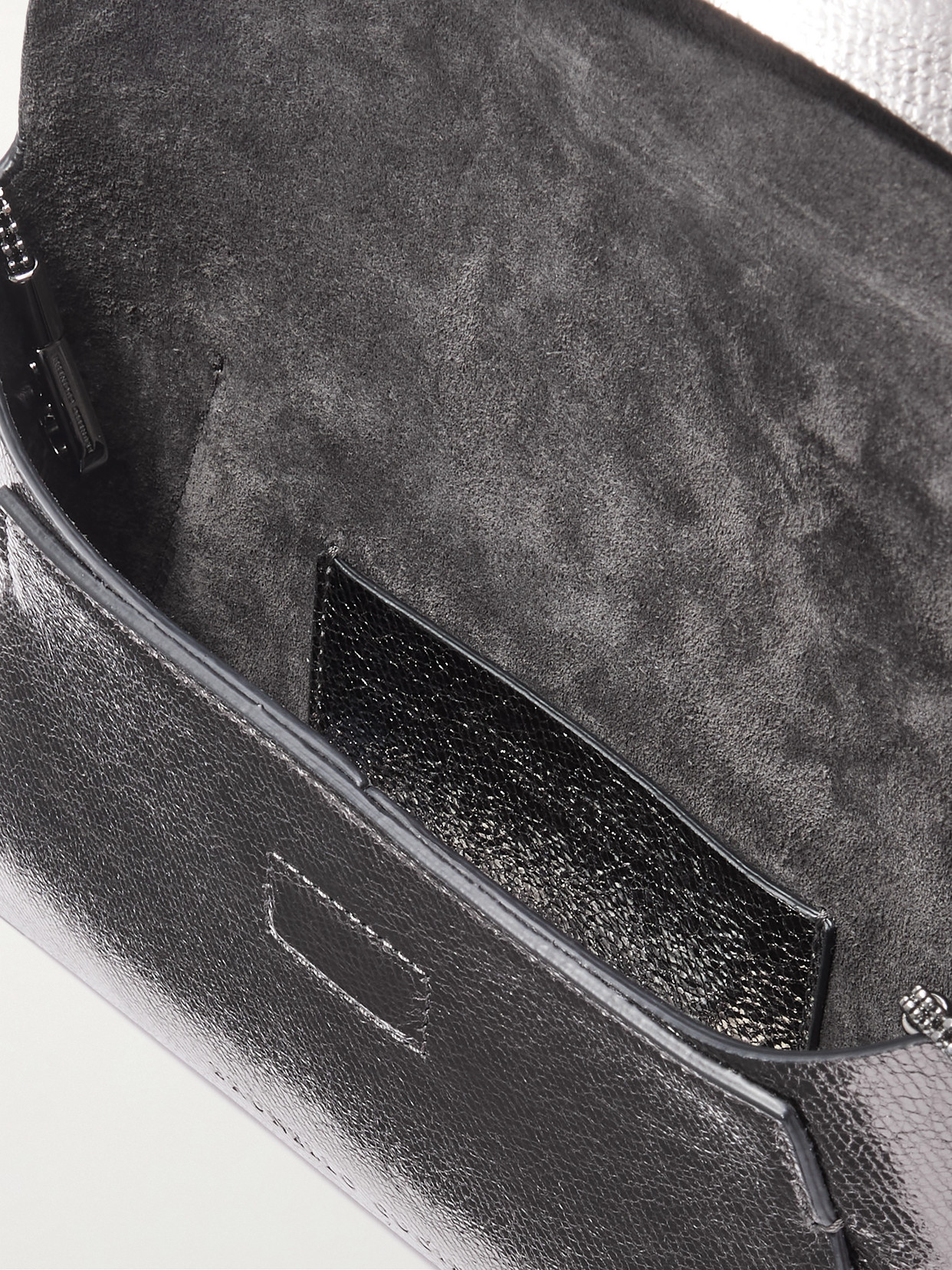 Shop Brunello Cucinelli Mini Metallic Textured-leather Shoulder Bag