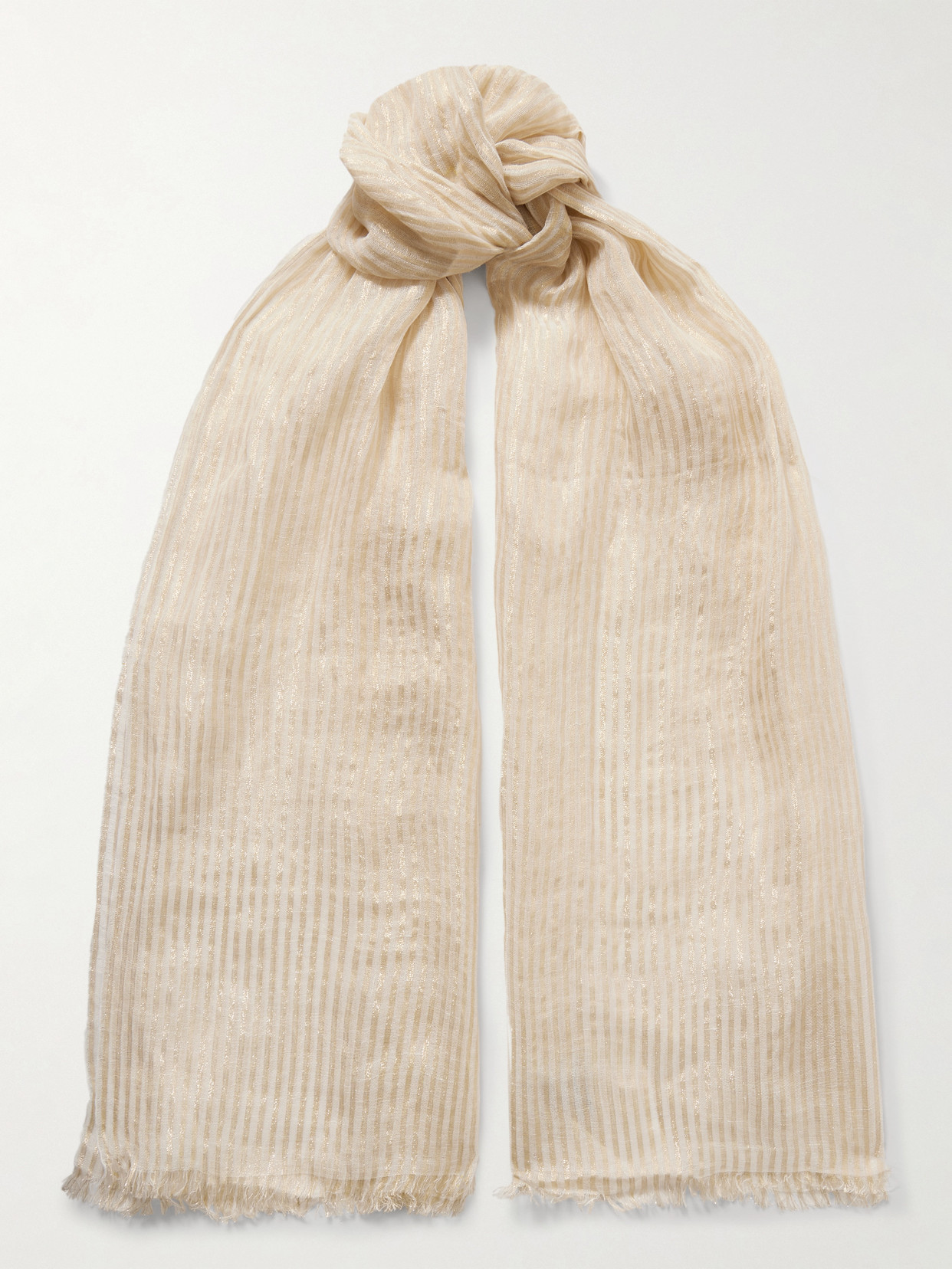 Brunello Cucinelli Metallic Linen-blend Jacquard Scarf