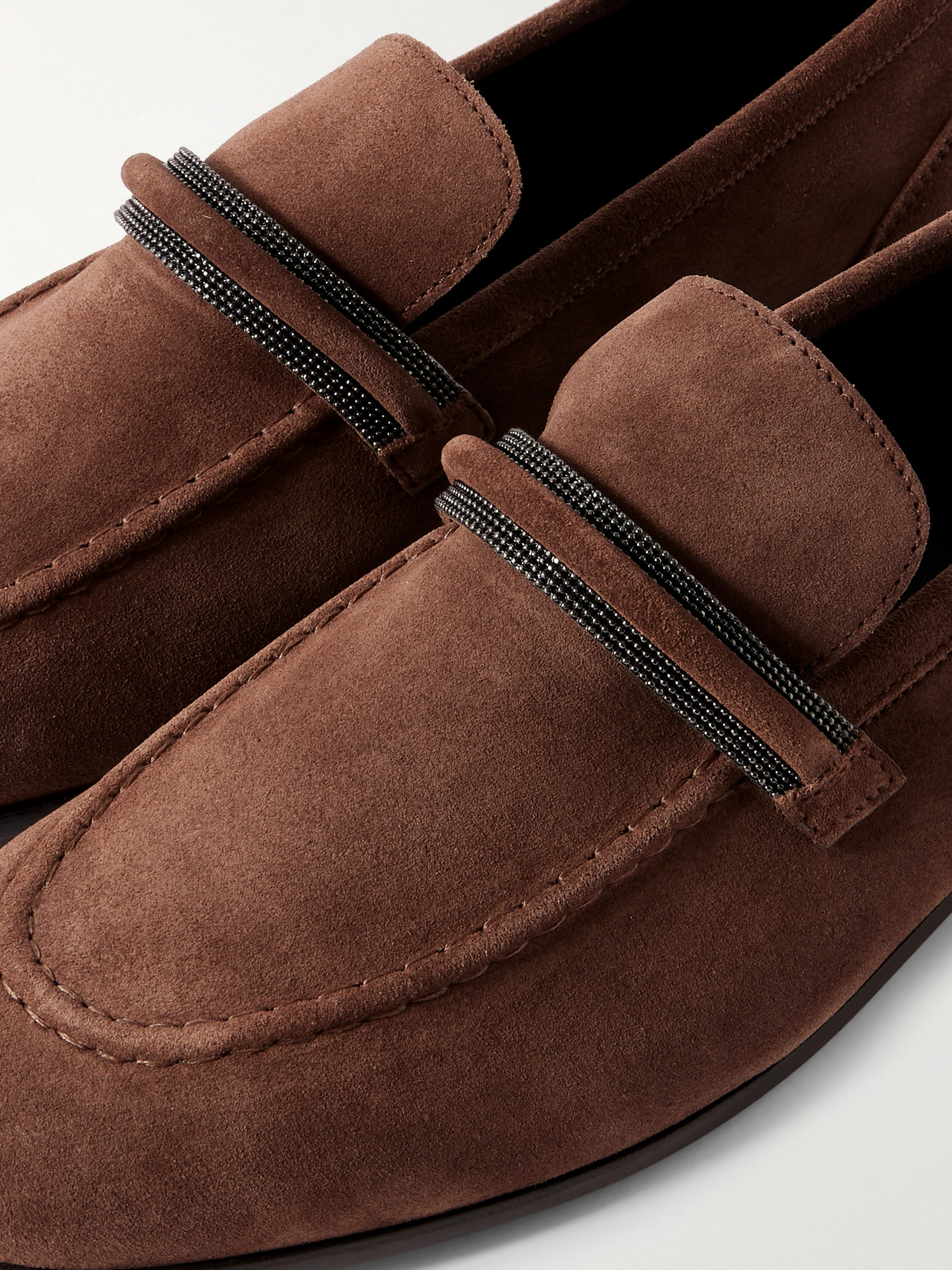Brunello Cucinelli Bead-embellished Suede Loafers