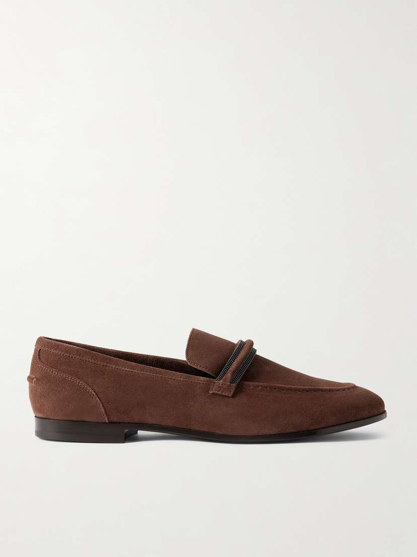 Brunello Cucinelli Bead-embellished Suede Loafers