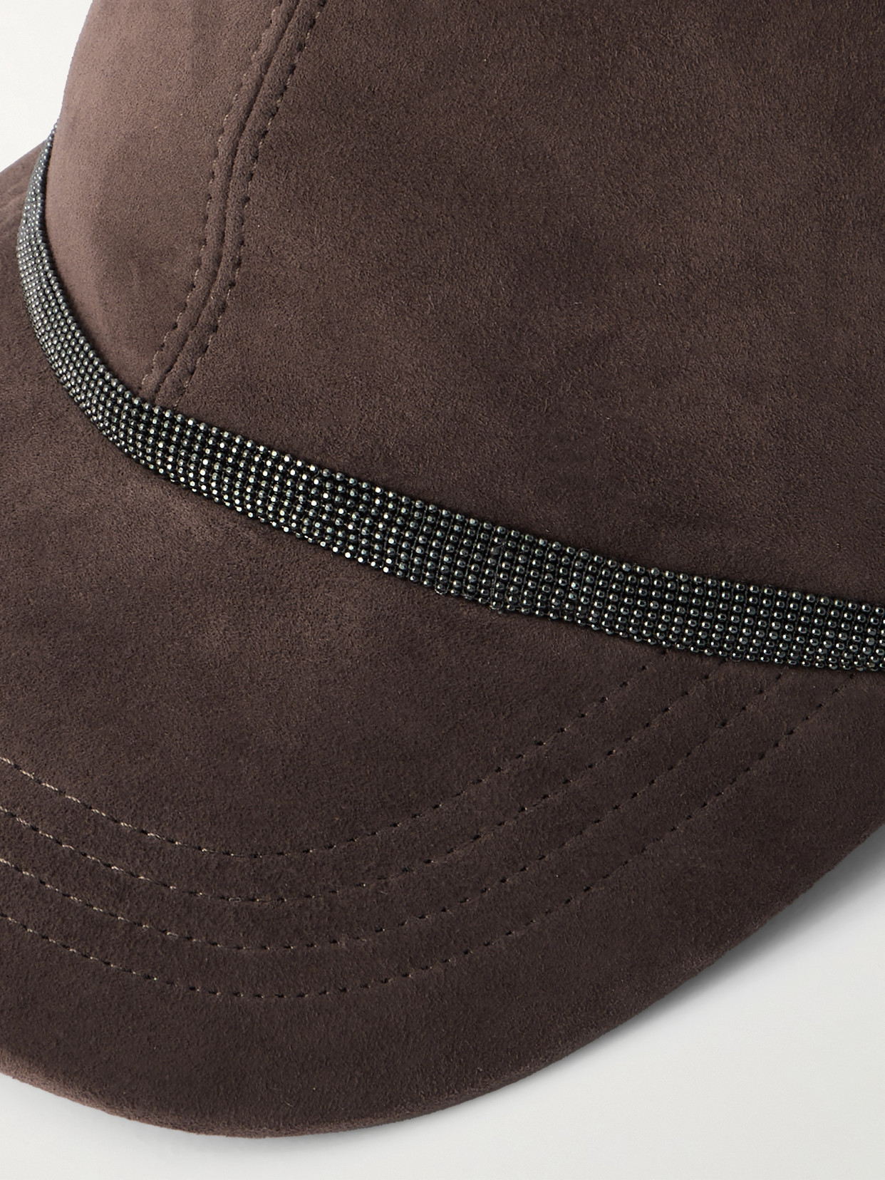 Brunello Cucinelli Bead-embellished Suede Baseball Cap