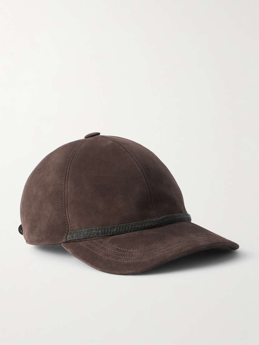 Brunello Cucinelli Bead-embellished Suede Baseball Cap