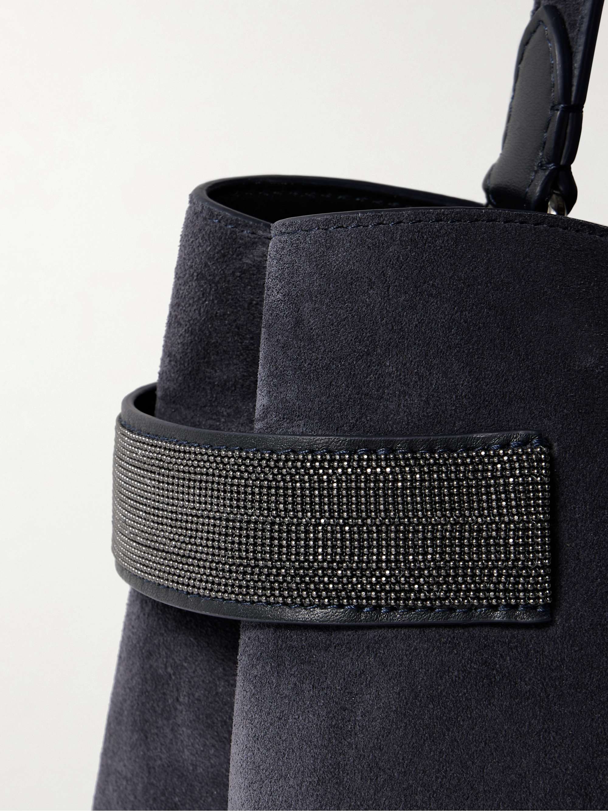 BRUNELLO CUCINELLI 비즈 장식 스웨이드 숄더 백