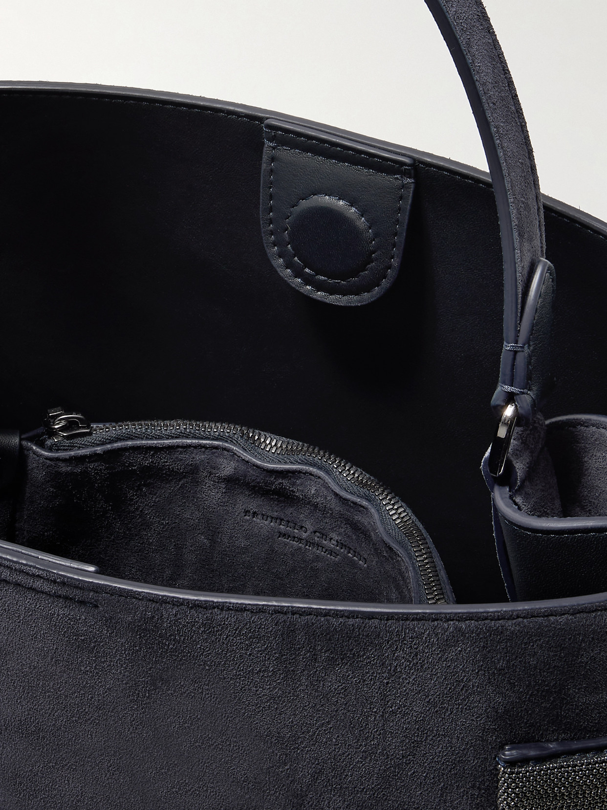 Brunello Cucinelli Bead-embellished Suede Shoulder Bag