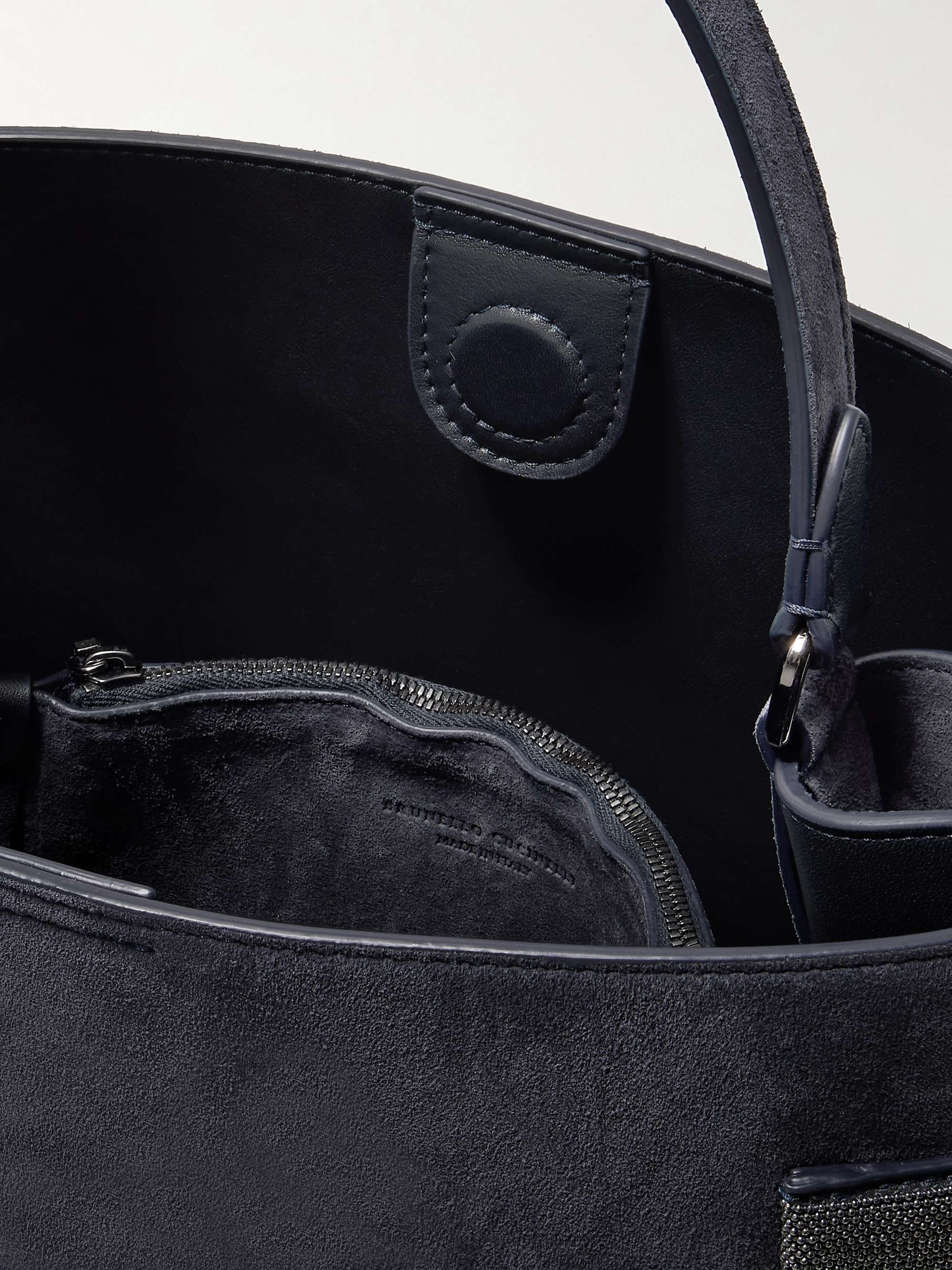 BRUNELLO CUCINELLI 비즈 장식 스웨이드 숄더 백