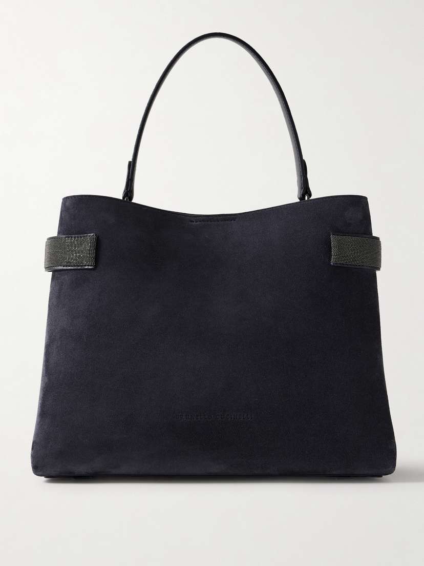 Brunello Cucinelli — Bead-embellished suede shoulder bag