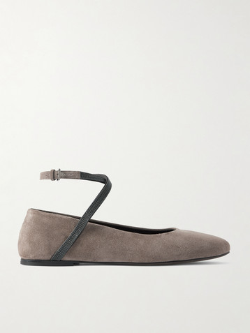 Brunello Cucinelli Embellished suede ballet flats