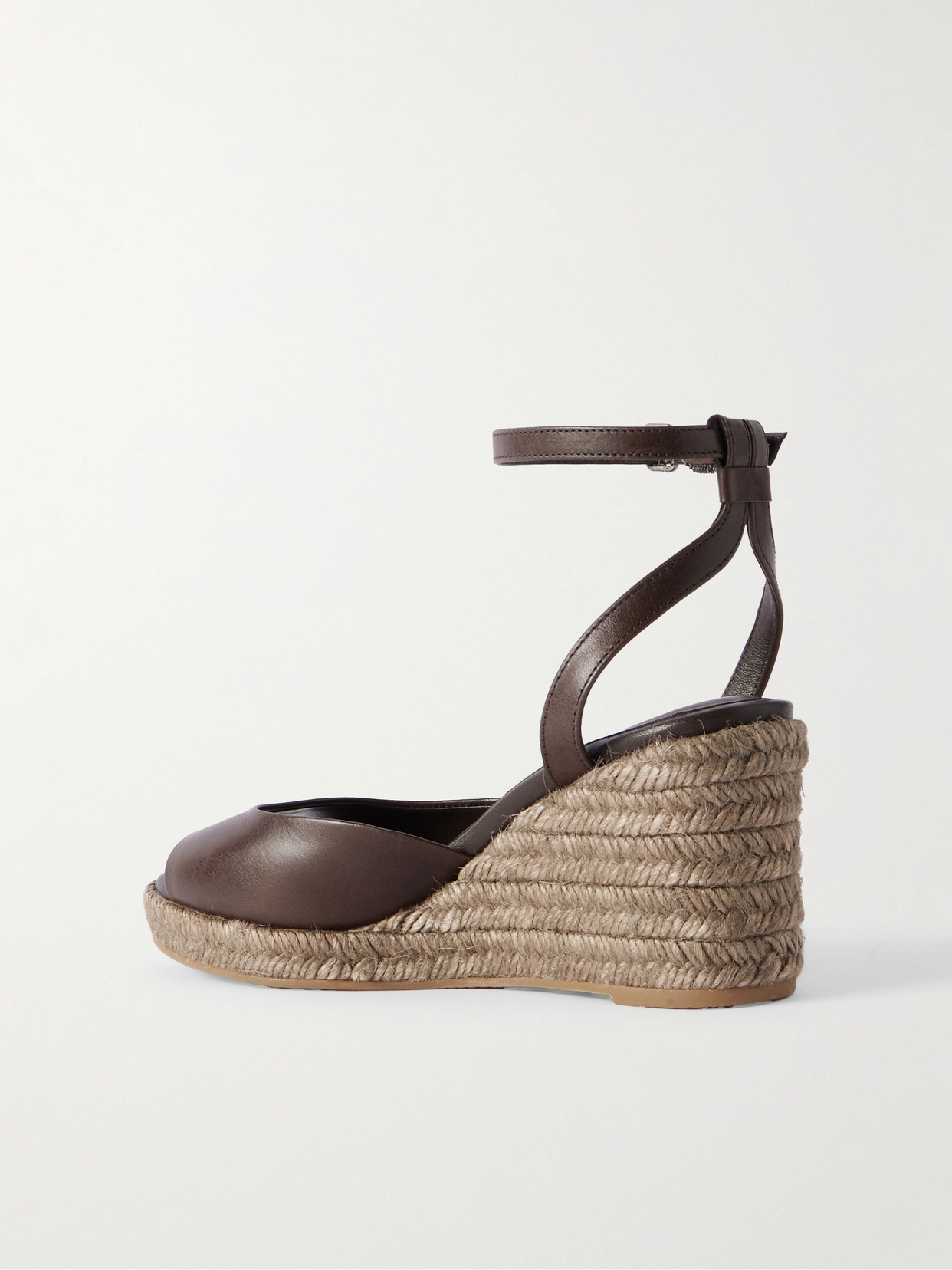 Brunello Cucinelli Bead-embellished Leather Wedge Espadrilles