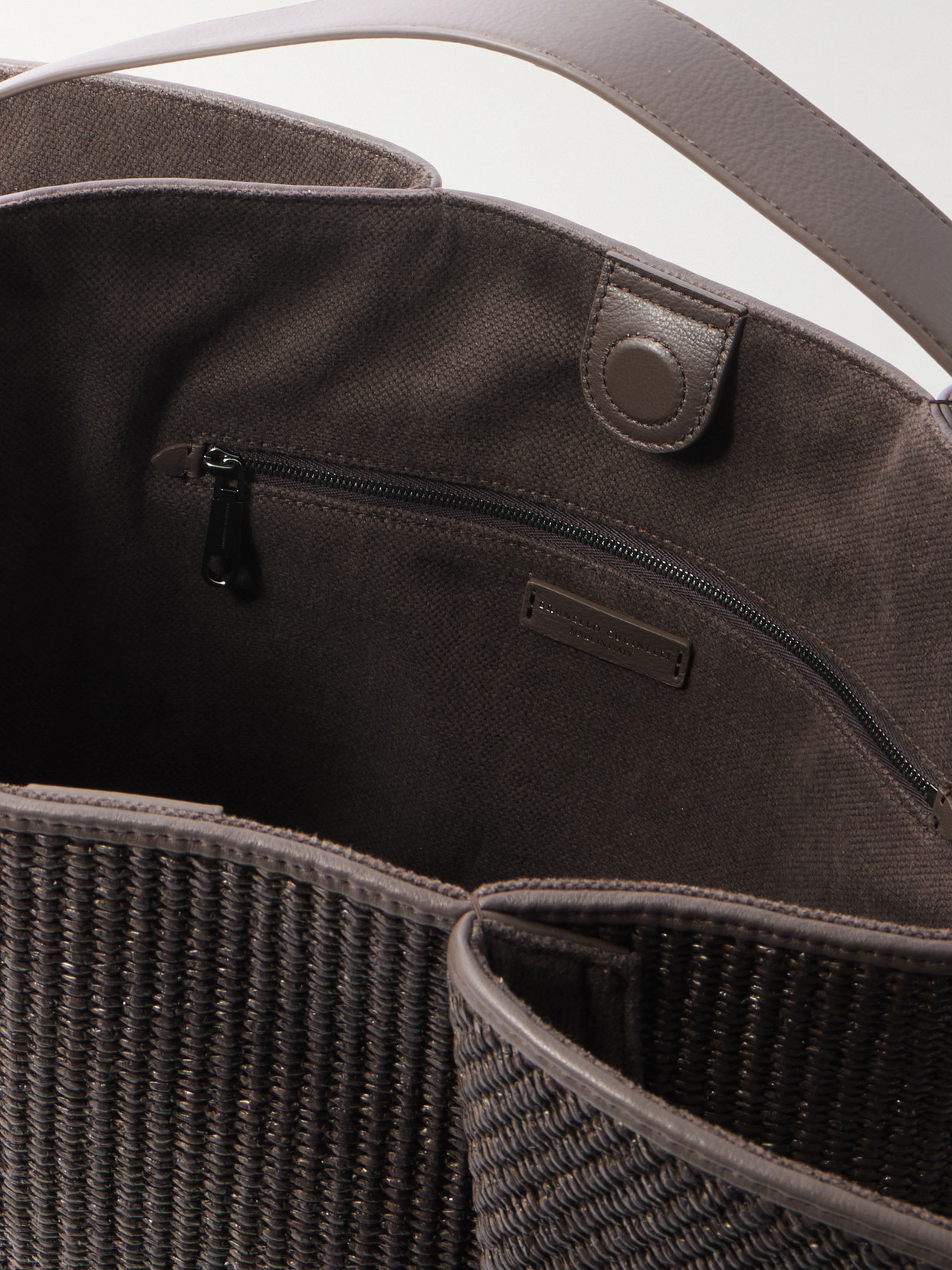 Brunello Cucinelli Leather-trimmed Raffia Tote