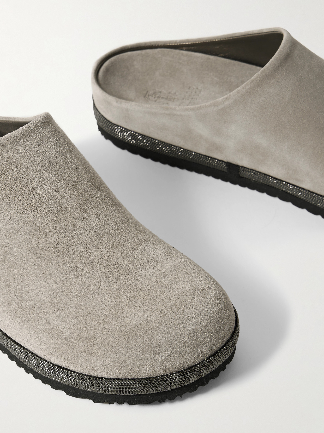 Brunello Cucinelli Bead-embellished Suede Mules
