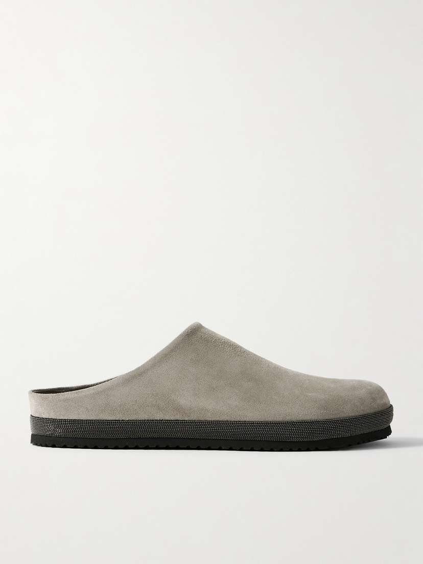 Brunello Cucinelli Bead-embellished Suede Mules