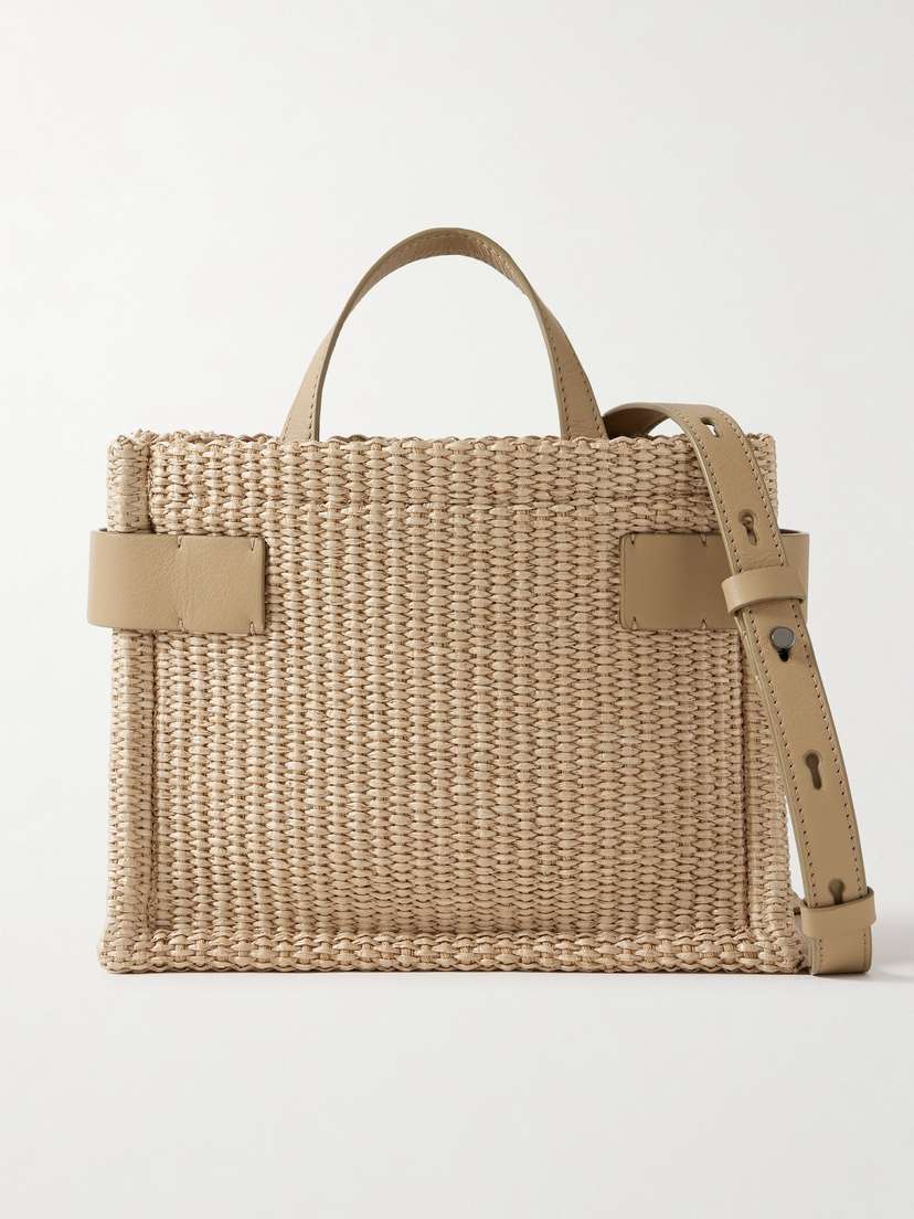 Brunello Cucinelli Leather-trimmed Raffia Shoulder Bag
