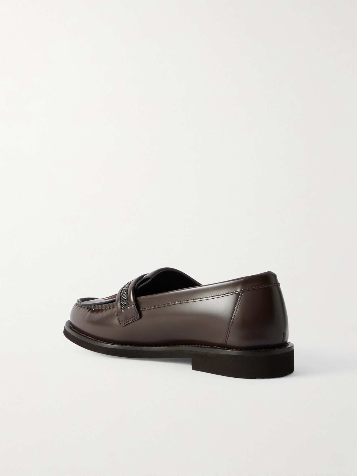 Brunello Cucinelli Bead-embellished Fringed Leather Loafers