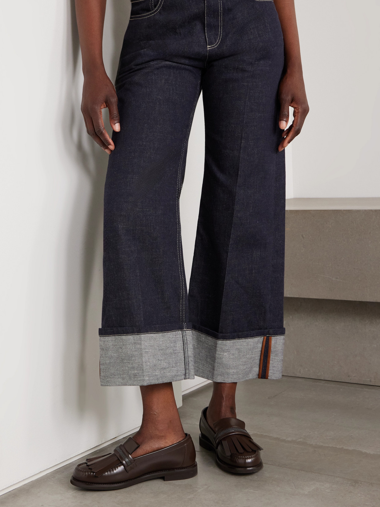 Brunello Cucinelli Bead-embellished Fringed Leather Loafers