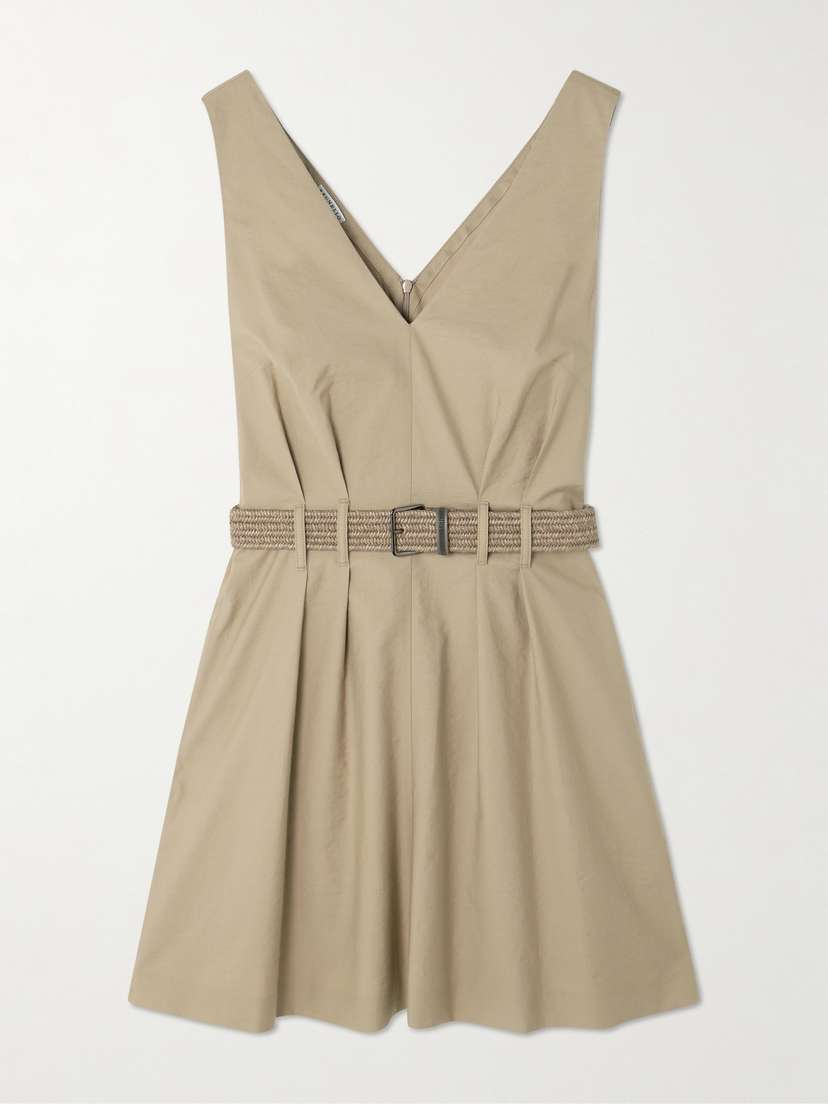 Brunello Cucinelli Belted Cotton-blend Twill Mini Dress