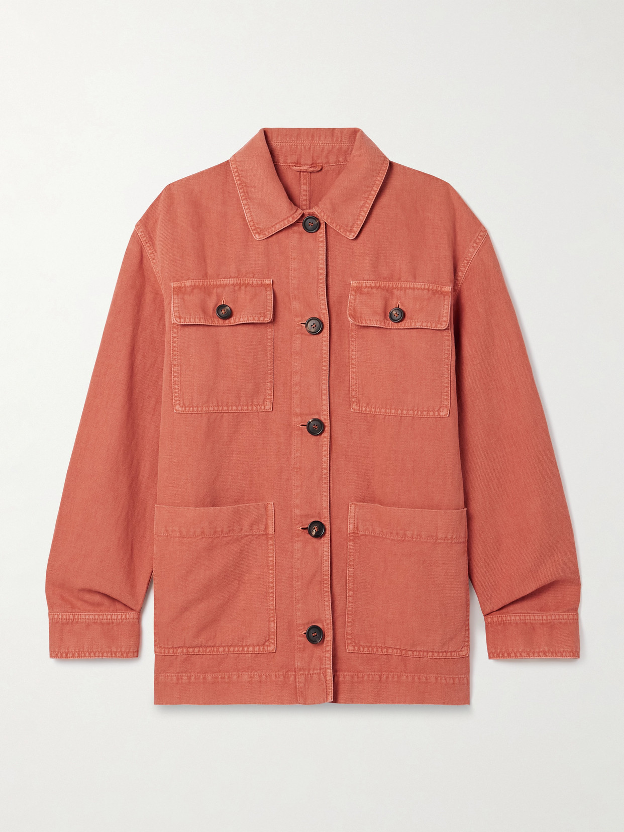 Brunello Cucinelli Cotton And Linen-blend Twill Jacket In Orange