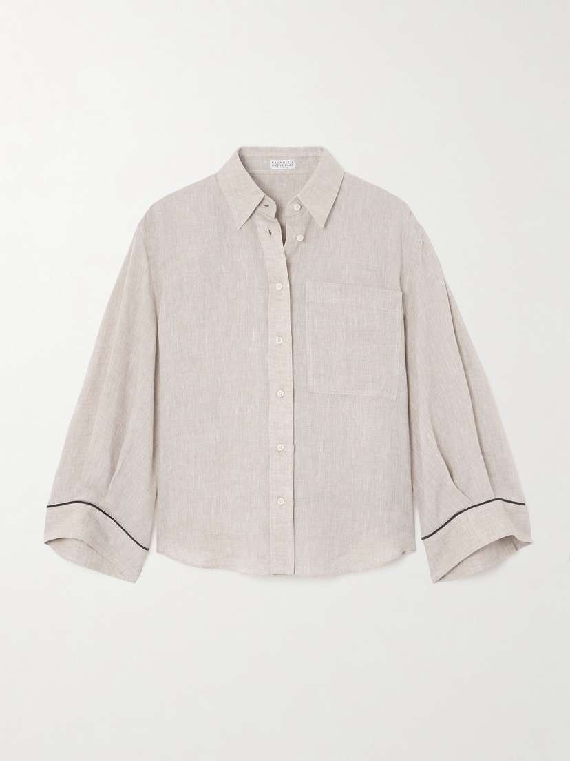 Brunello Cucinelli — Bead-embellished linen shirt