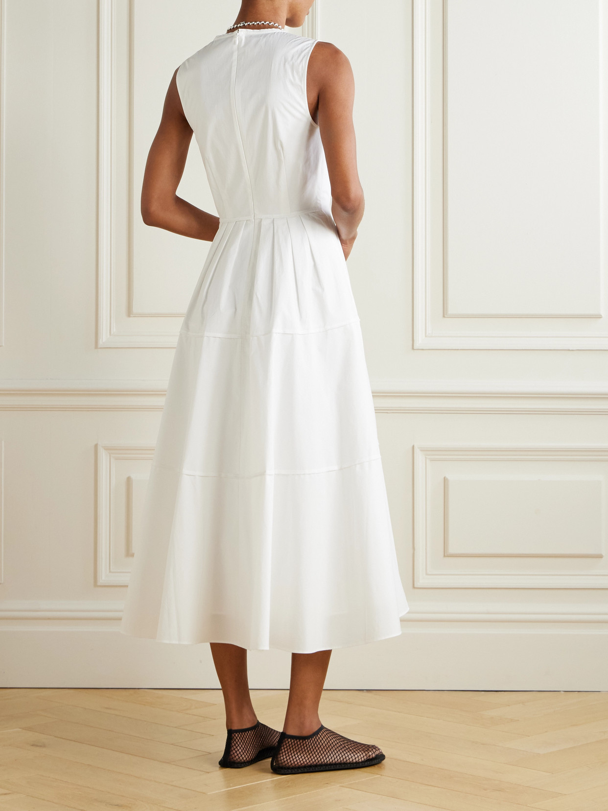 Proenza Schouler White Label Kailey Pleated Cotton-blend Poplin Midi Dress