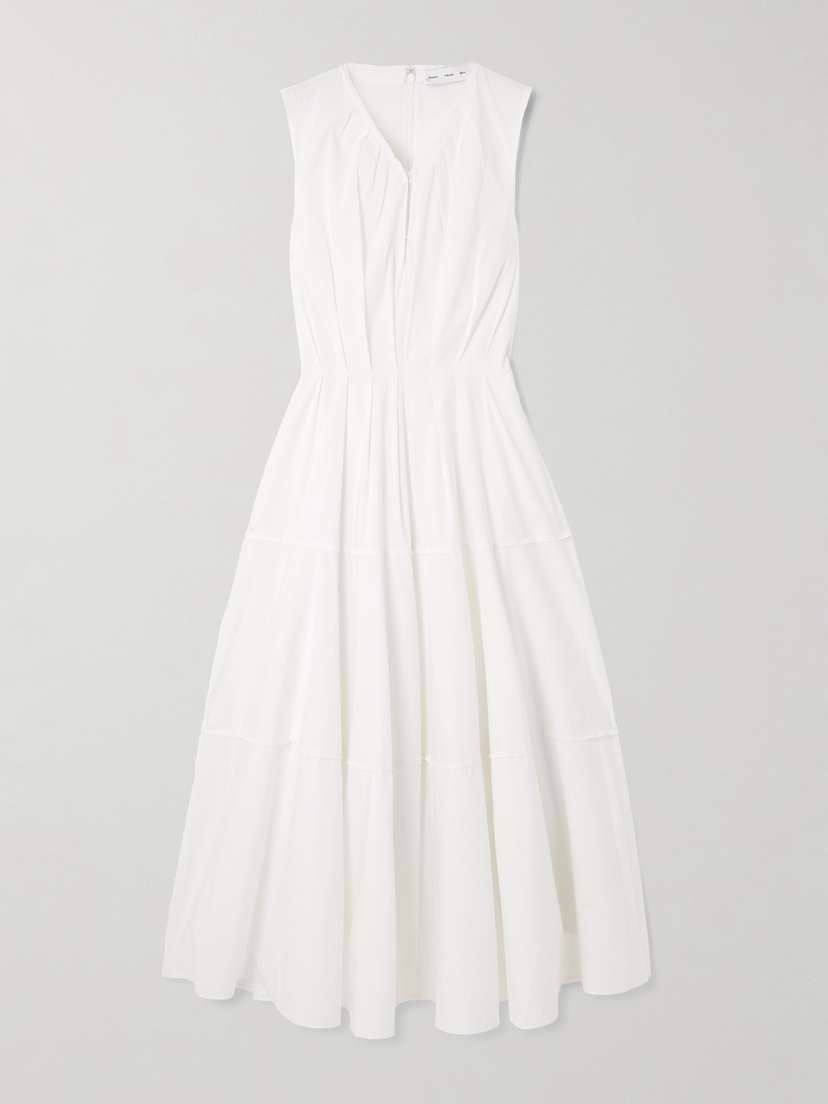 Proenza Schouler White Label Kailey Pleated Cotton-blend Poplin Midi Dress